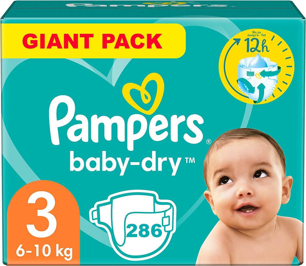 Pampers Baby Dry Nappies - Size 3, 286 Pack