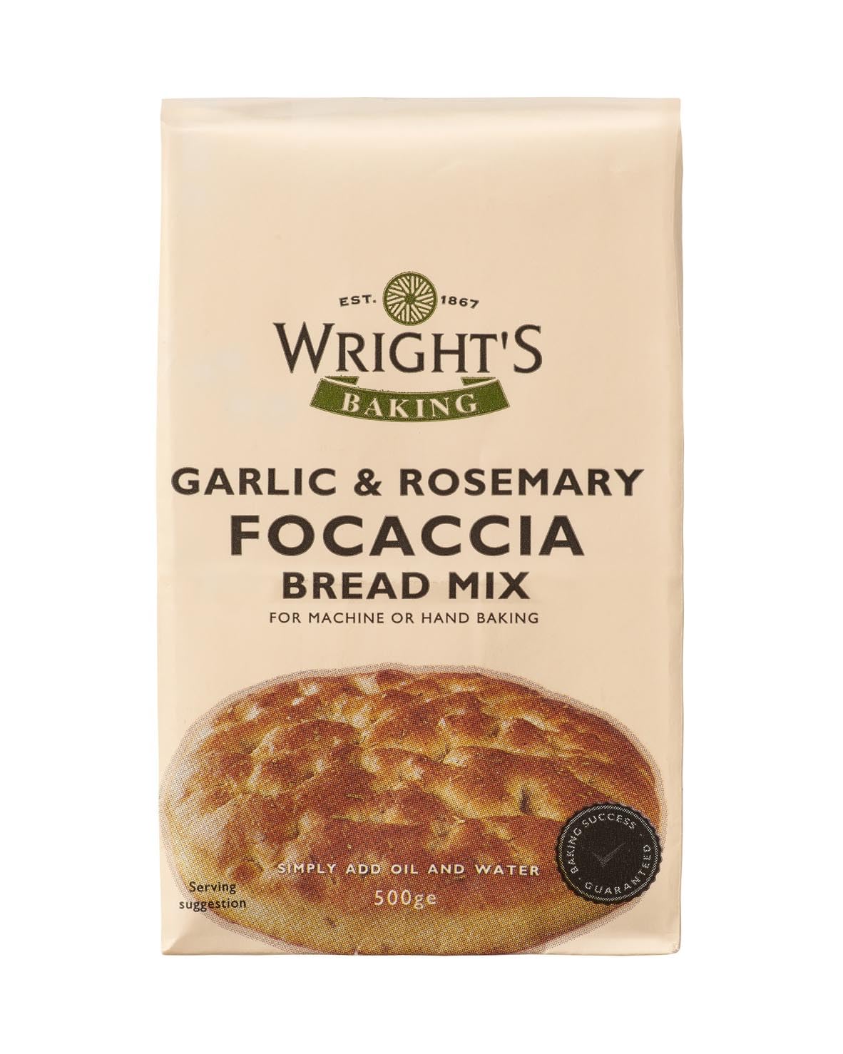 Wrights Garlic & Rosemary Focaccia Bread Mix 5 x 500g