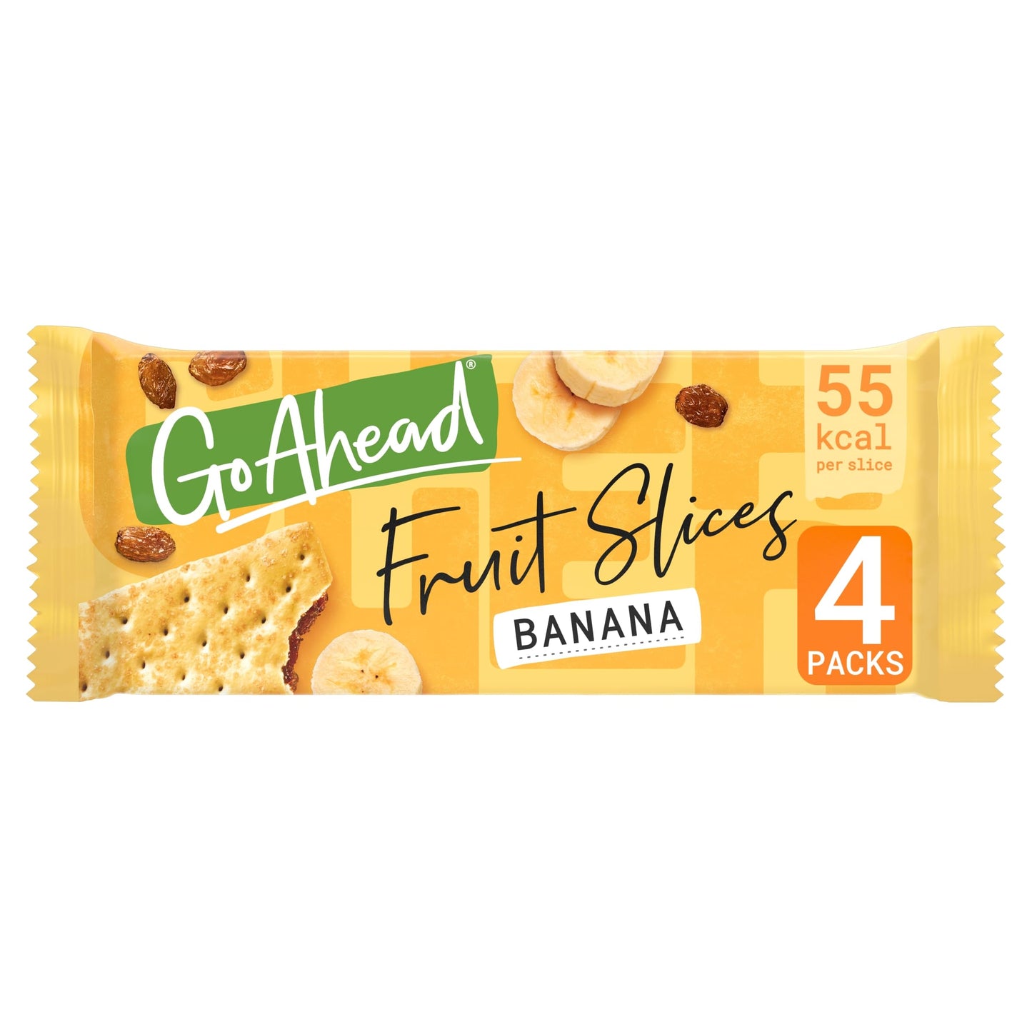 Go Ahead Fruit Slices Biscuit Bars, Banana, 174.4 g (1 Pack of 4 Bars)