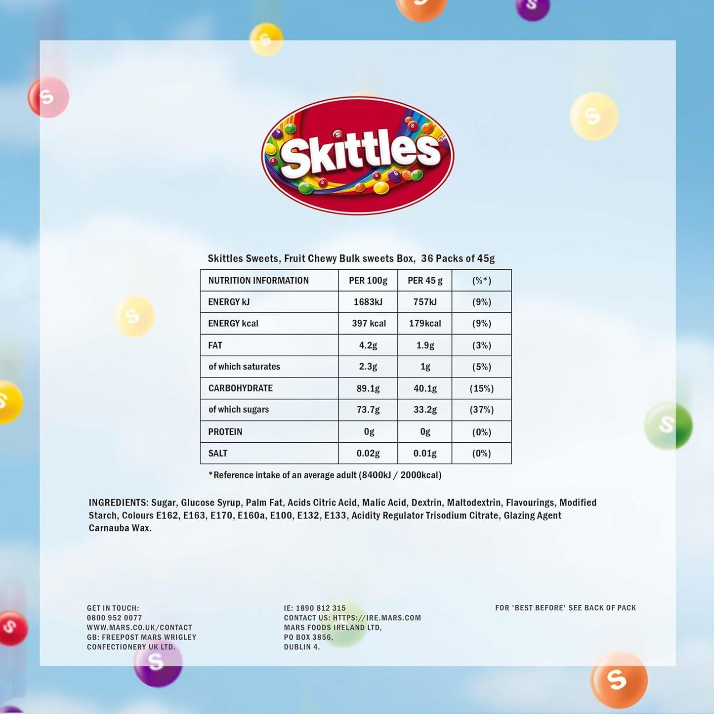 Skittles Fruits Bags - 36x45g