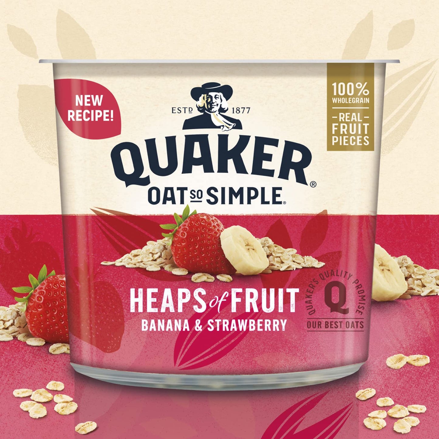 Quaker Oat So Simple Banana and Strawberry Porridge Pots, 58 g, Pack of 8
