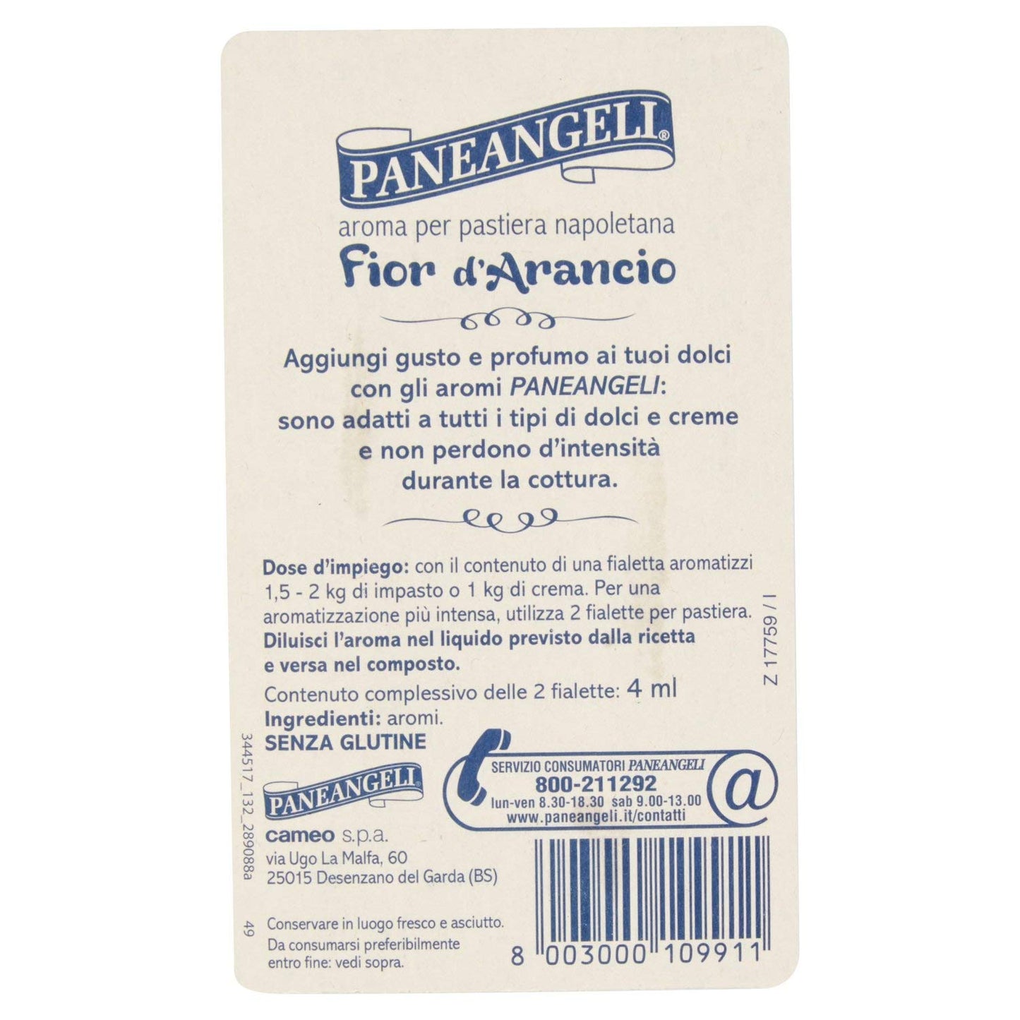 Paneangeli - Aroma, Fior d'Arancio, per pastiera napoletana - 2 fialette