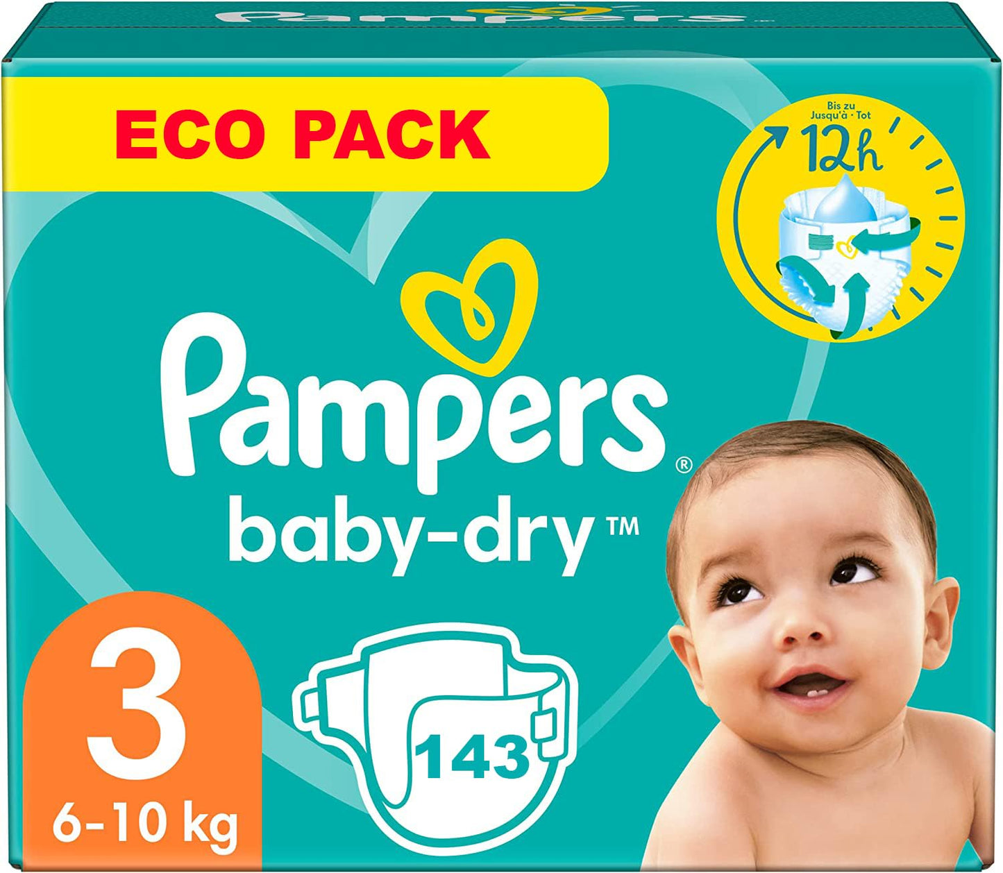 PAMPERS BABY-DRY SIZE 3 143 Nappies (6-10 kg)