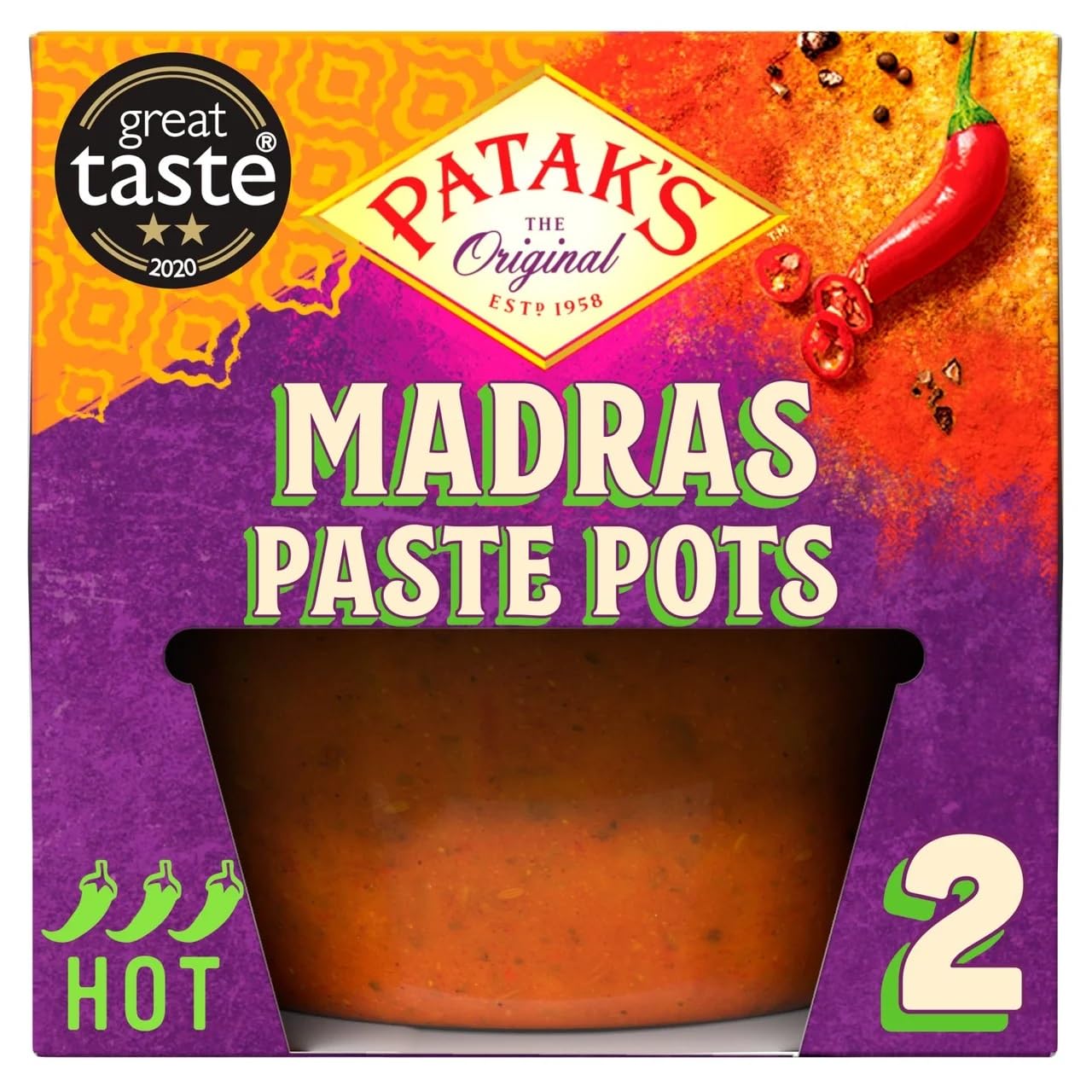 Patak's Madras Paste Pots, Hot, 2 x 70g