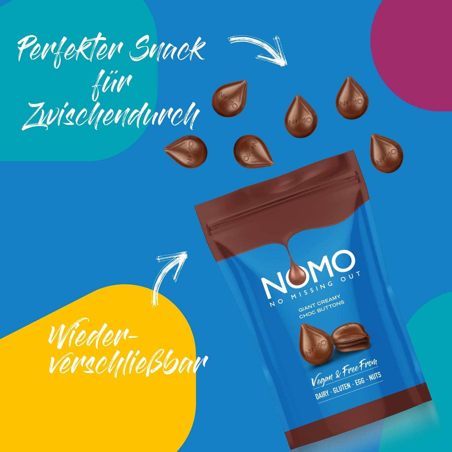 NOMO Giant Creamy Choc Buttons, 110g
