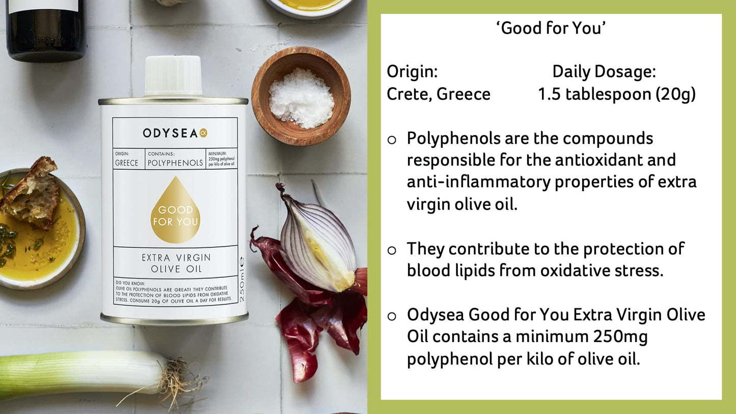 Odysea "Good For You", High Polyphenol Greek Extra Virgin Olive Oil, 250ml