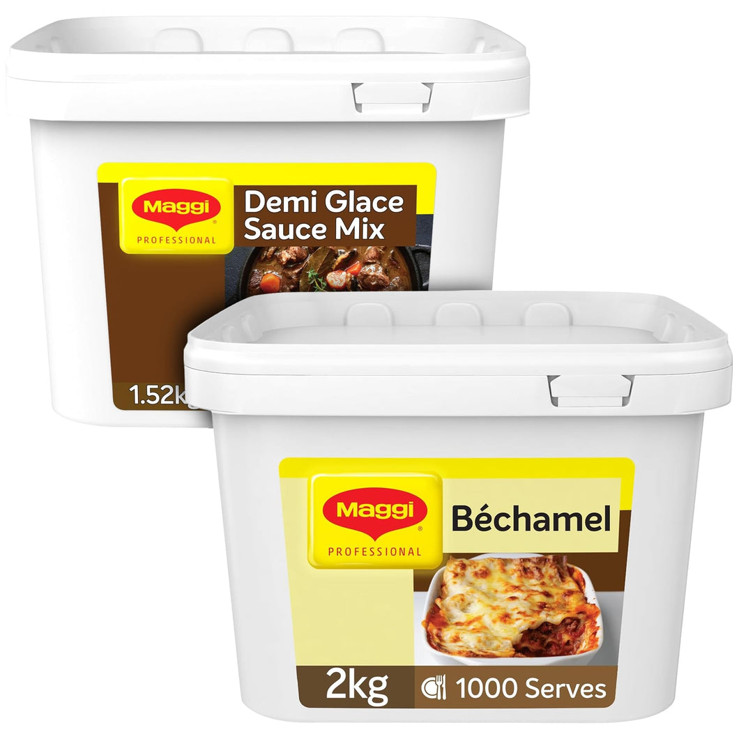 MAGGI Professional Béchamel Sauce Mix 2kg & Demi Glace Sauce Mix 1.52kg Bundle – Catering Pack for Professional Kitchens, Rich and Consistent Sauces