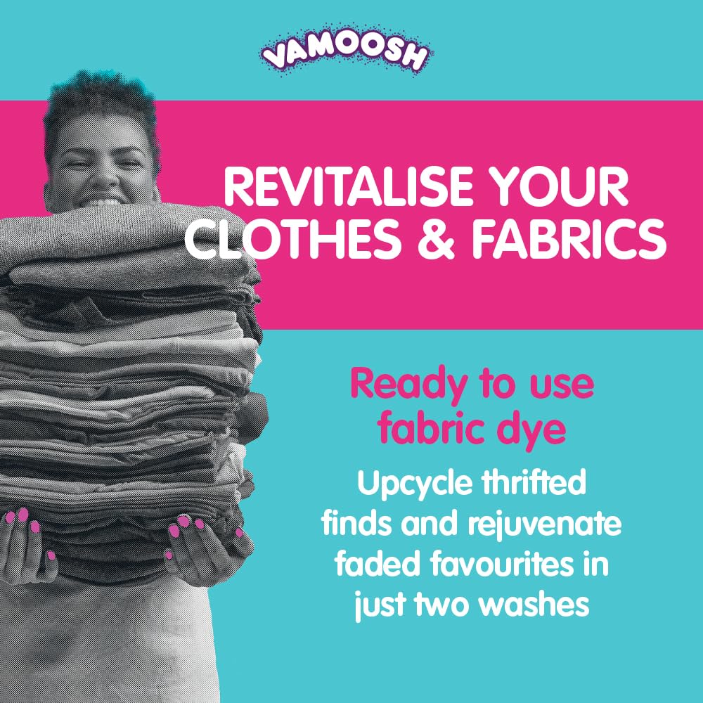 Vamoosh Wash & Dye Black 350g, Intense Black Dye for Clothes - Easy to Use Fabric Colour for Washing Machine, Just Pop in The Drum for Fresh-Looking Results