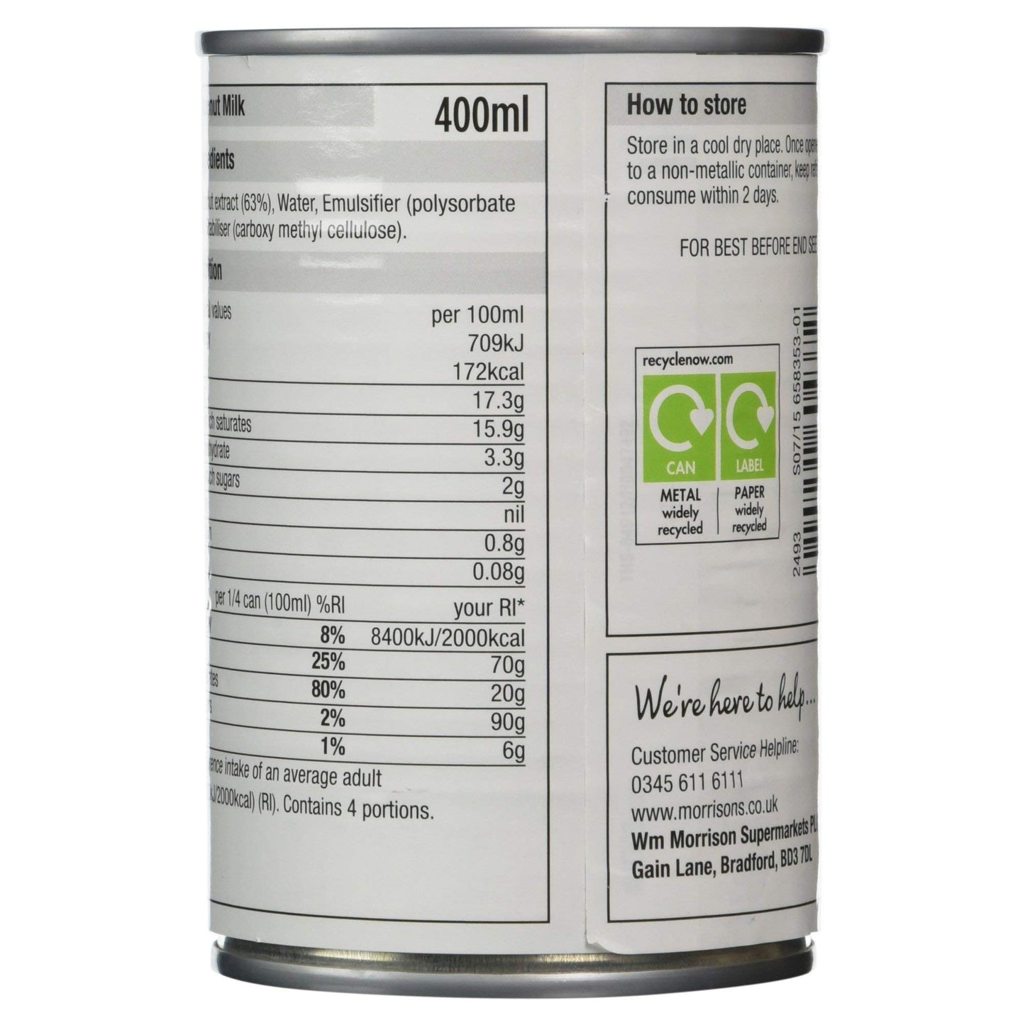 Morrisons Canned Coconut Milk 400ml