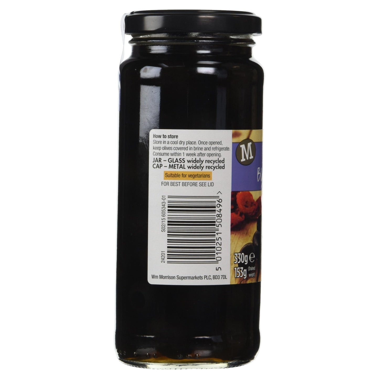 Morrisons Pitted Black Olives, 330g