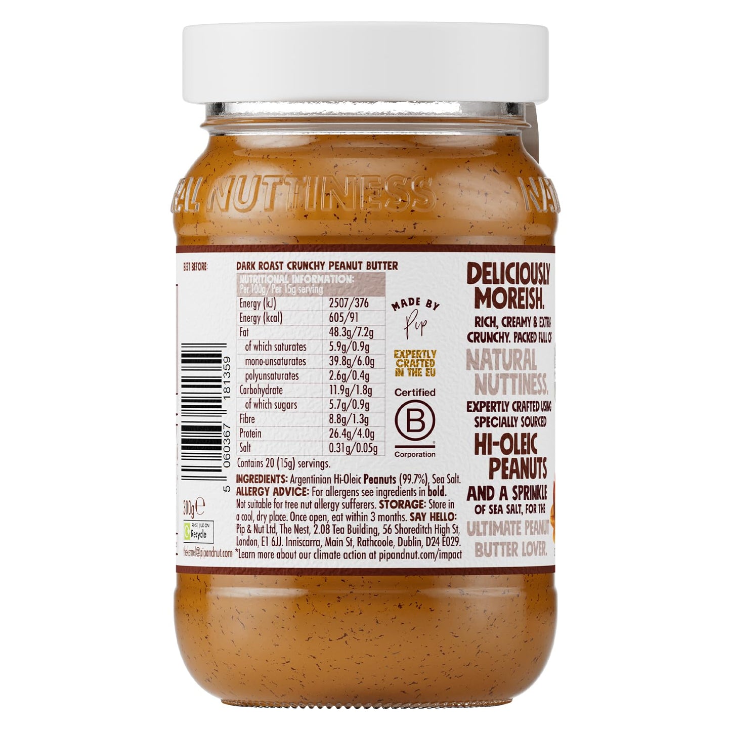 Pip & Nut Ultimate Dark Roast Crunchy Peanut Butter 300g