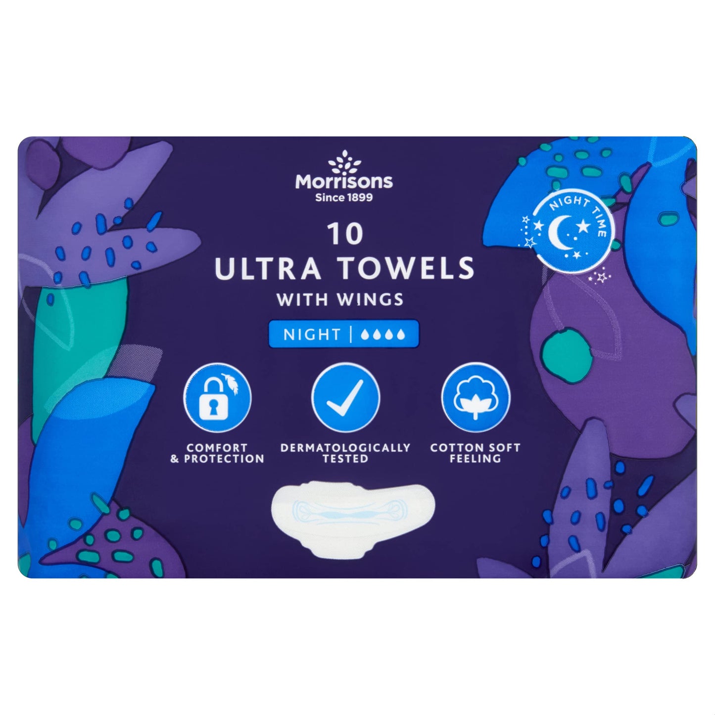 Morrisons Ultra Towel Night Time Wings 10 Pack
