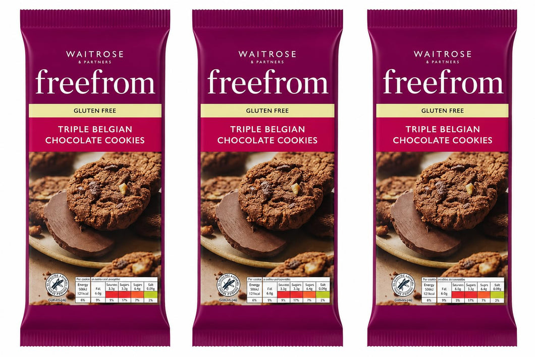Waitrose Free From Gluten Triple Choc Cookies 150g, Pack of 3