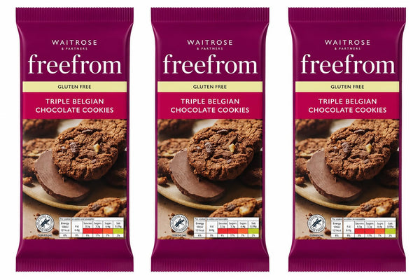 Waitrose Free From Gluten Triple Choc Cookies 150g, Pack of 3