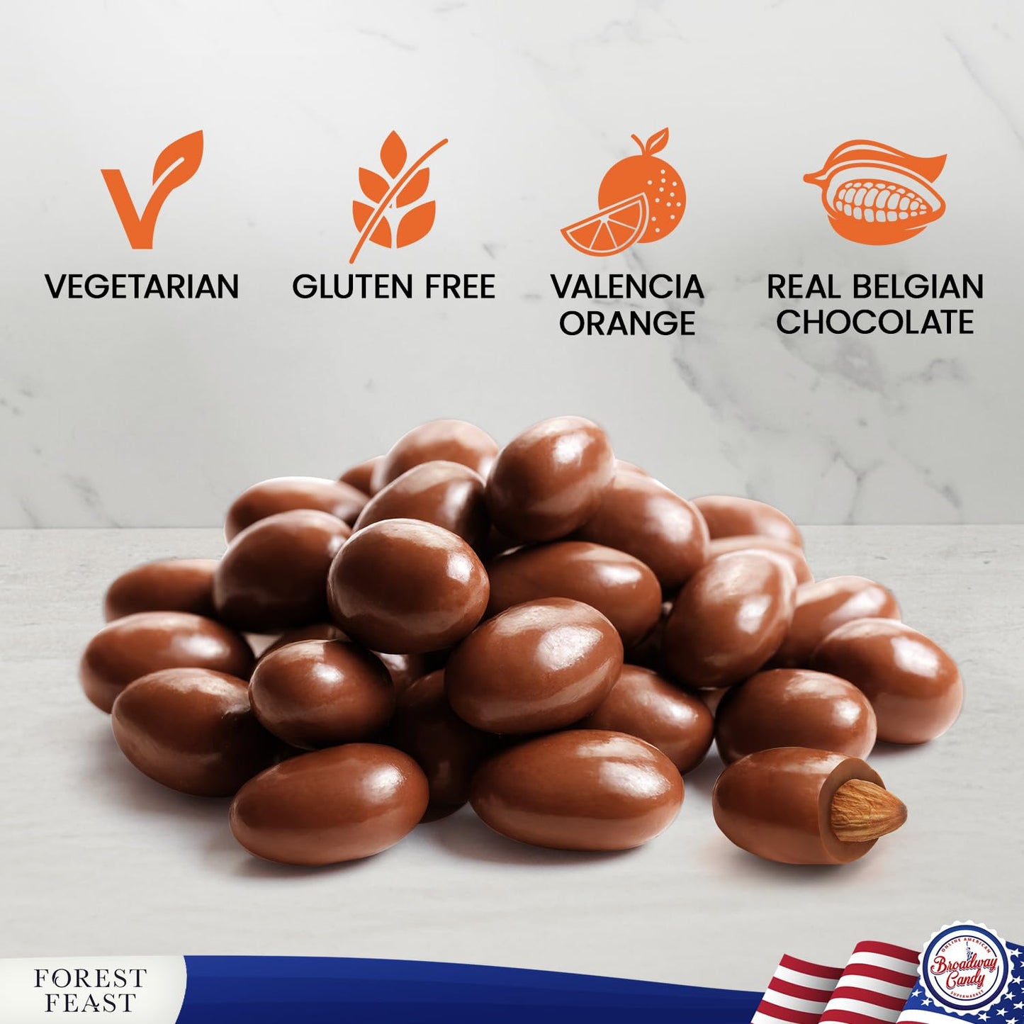 Forest Feast Valencia Orange Mik Chocolate Almonds Pouch, 120g