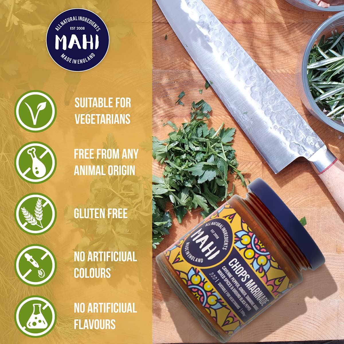 MAHI Chops Marinade Sauce - Medium Spicy Heat, Perfect for BBQs & Every Day, Gluten Free (GF), 200g