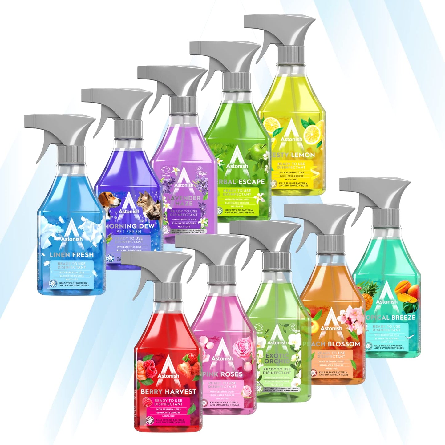 Astonish Vegan Disinfectant Spray, Ready to Use, Virus and Germ Killing, 550ml, Zesty Lemon,Yellow