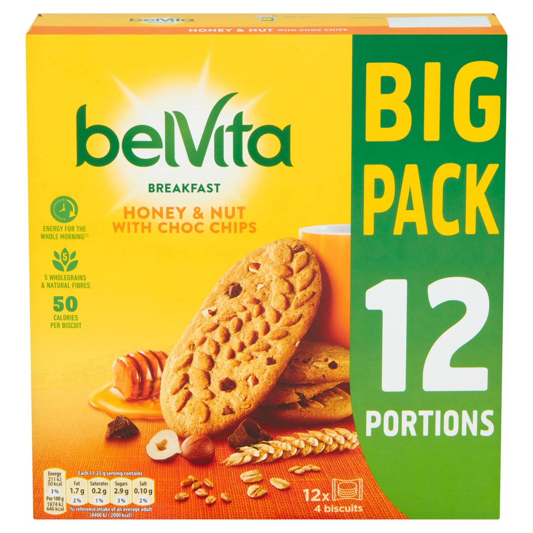 Belvita Honey & Nuts Big Pack with Choc Chip Biscuits 540g