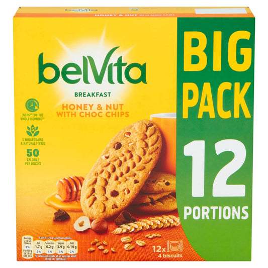Belvita Honey & Nuts Big Pack with Choc Chip Biscuits 540g
