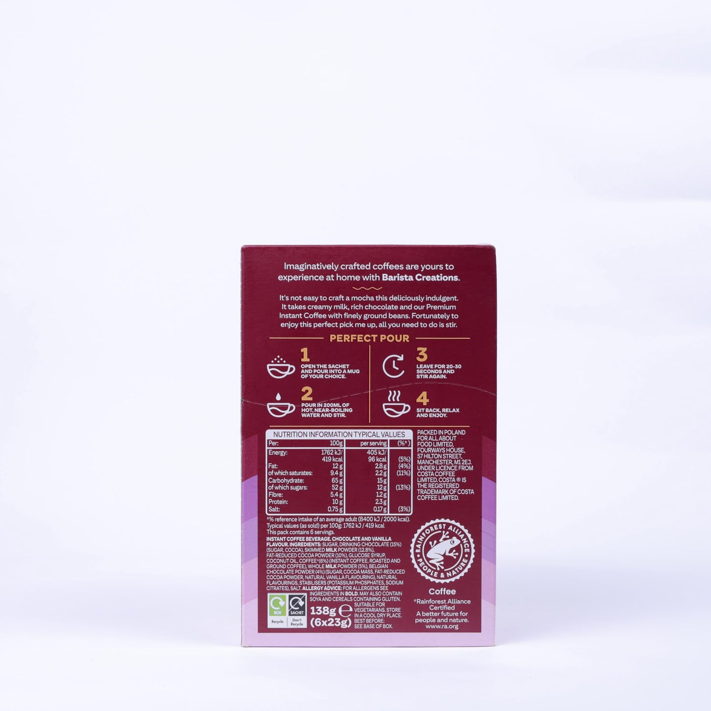 Costa Coffee Barista Creations Millionaires Mocha 6 x 23g (138g)
