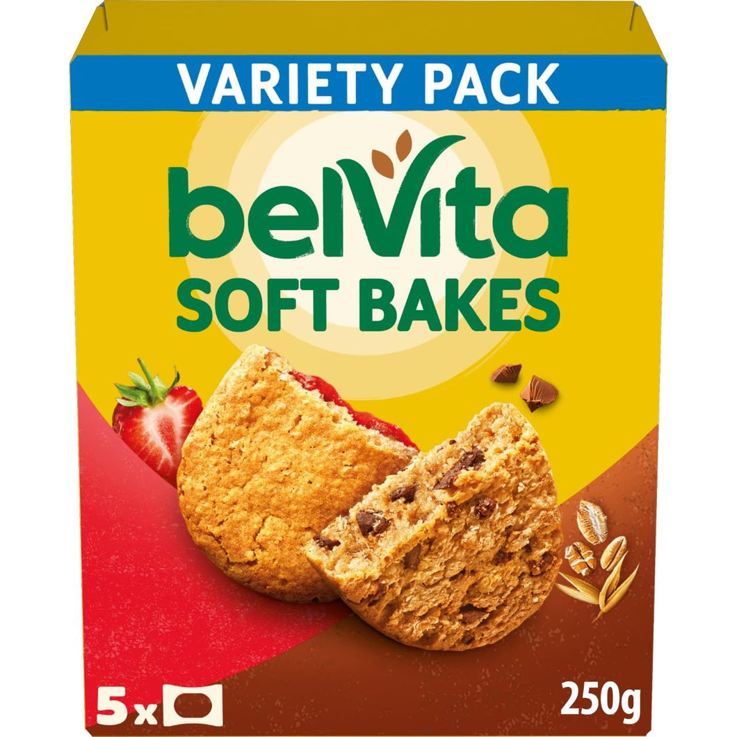 Belvita Softs Bakes, Strawberry Filled & Choc Chips 250 g (Pack of 1)