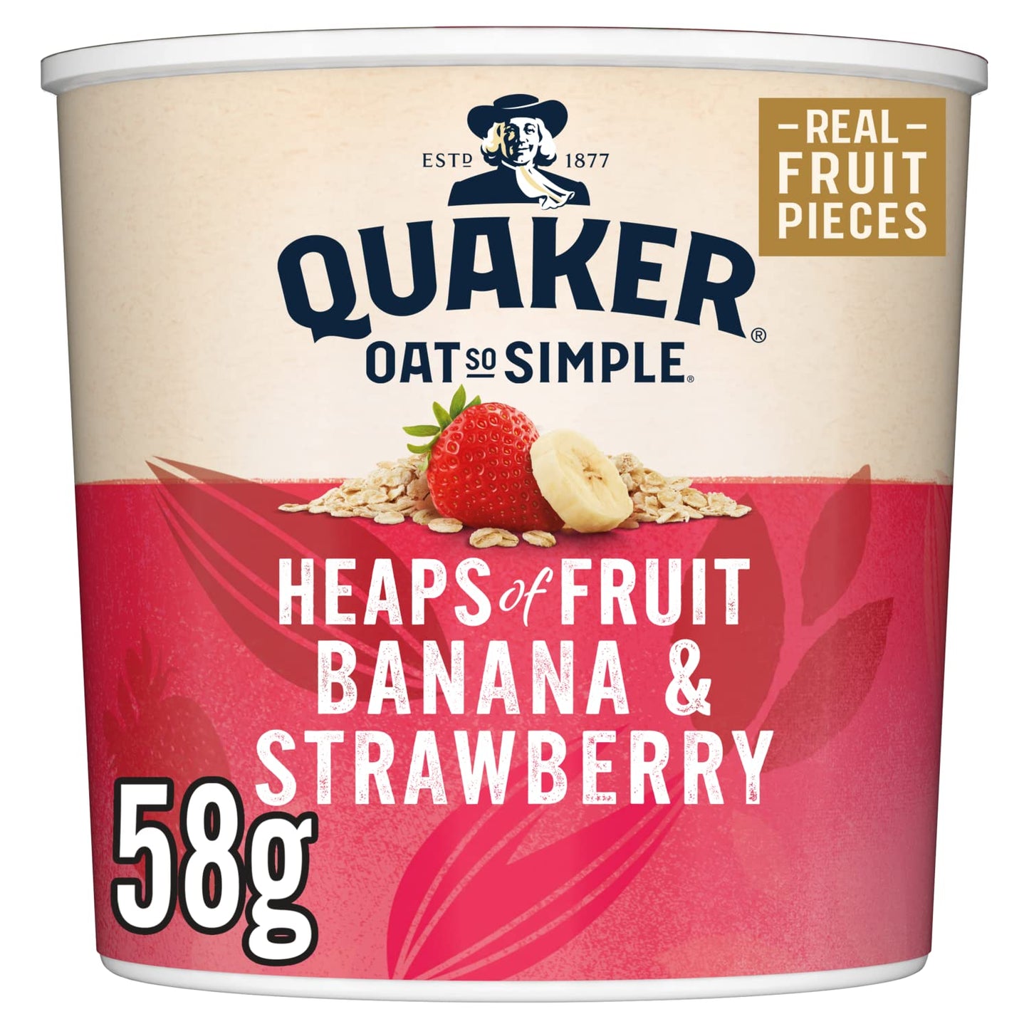 Quaker Oat So Simple Banana and Strawberry Porridge Pots, 58 g, Pack of 8