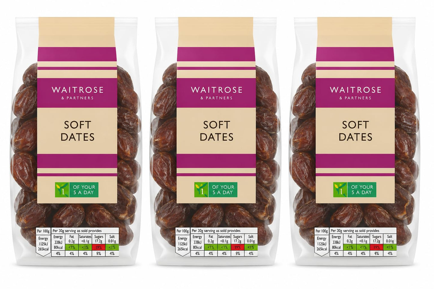 Waitrose Soft Dates 270g, Pack of 3