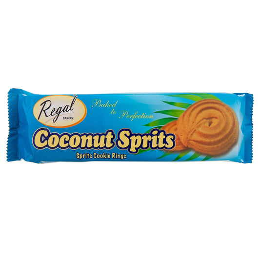 Regal Bakery Coconut Sprits Ring Cookies- Butter Cookies - Coffee Biscuits | On Go Snack- Box of Biscuits