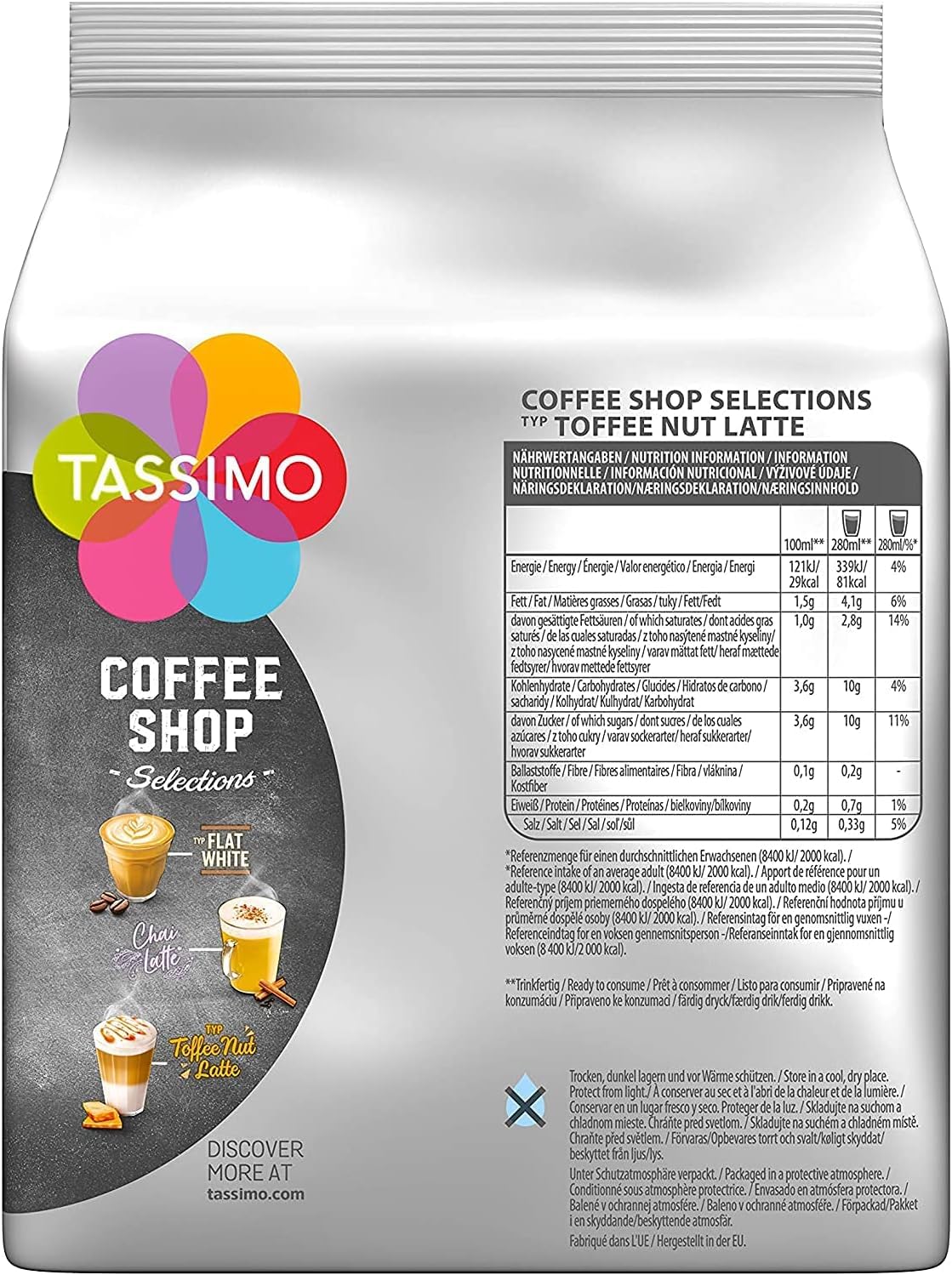 Tassimo Coffee Shop Selections Toffee Nut Latte Coffee Pods x8 (Pack of 2, Total 16 Pods)