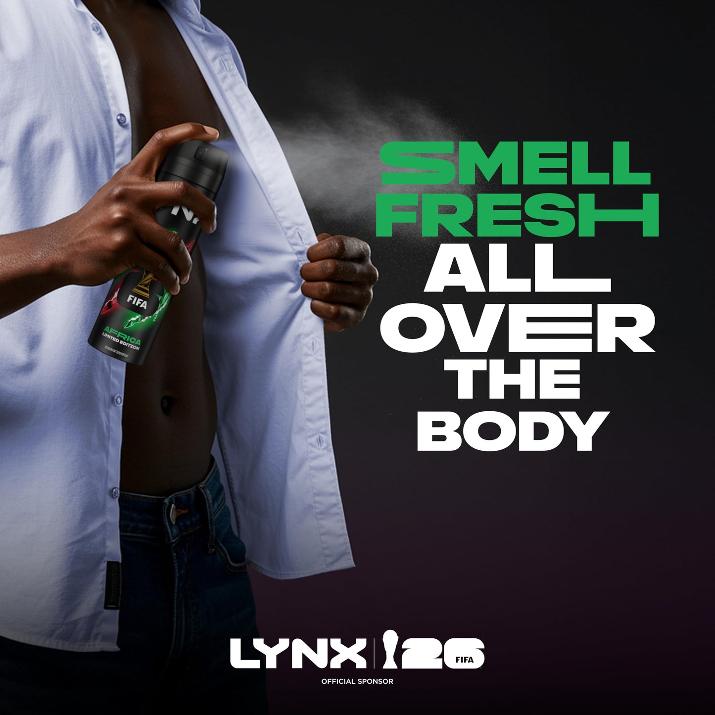Lynx Limited Edition FIFA Africa Aerosol Body Spray men's deodorant with a mandarin & sandalwood scent for 48 hours of odour-busting freshness 200 ml