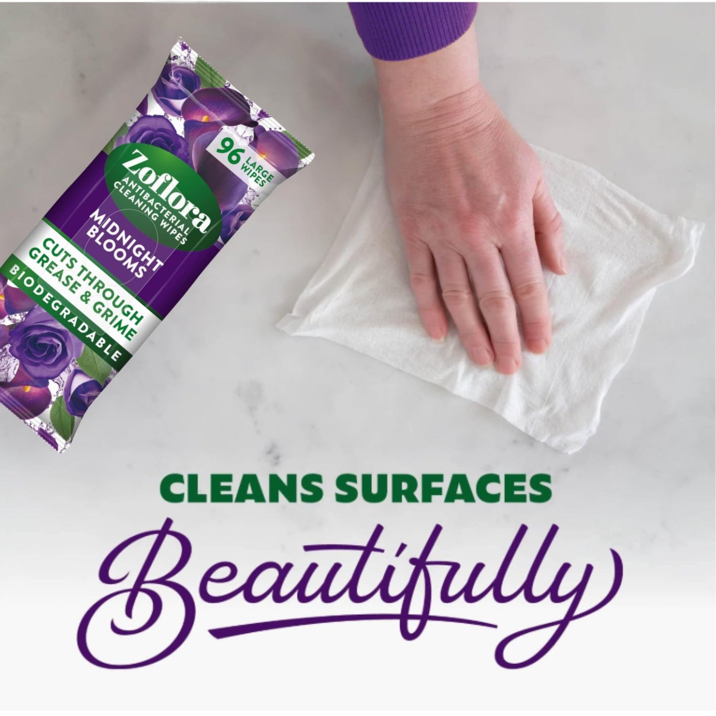 Zoflora 96 Antibacterial Multi-Surface Cleaning Midnight Blooms Large Wipes