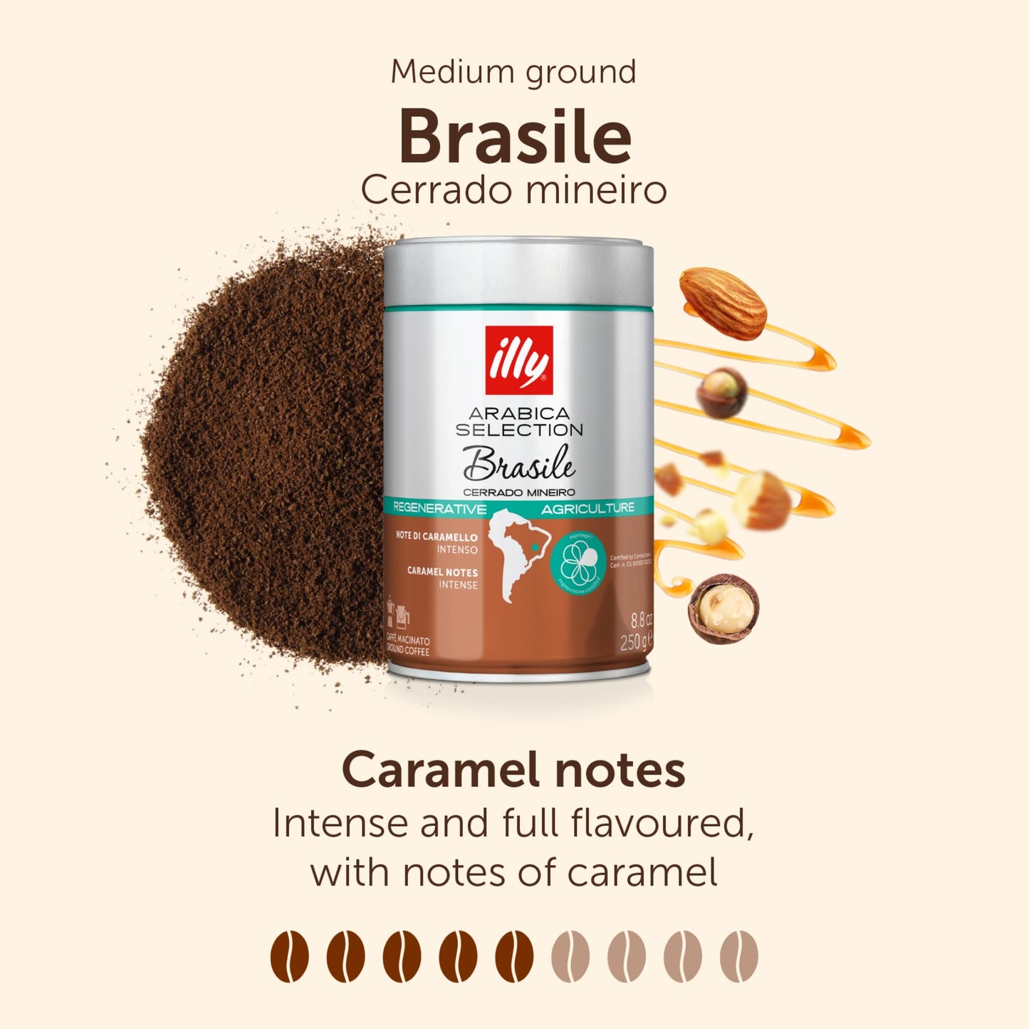 illy Coffee - Classico Ground Coffee - Medium Roast - 100% Arabica Coffee - Ideal for Moka Pots - 250g Tin