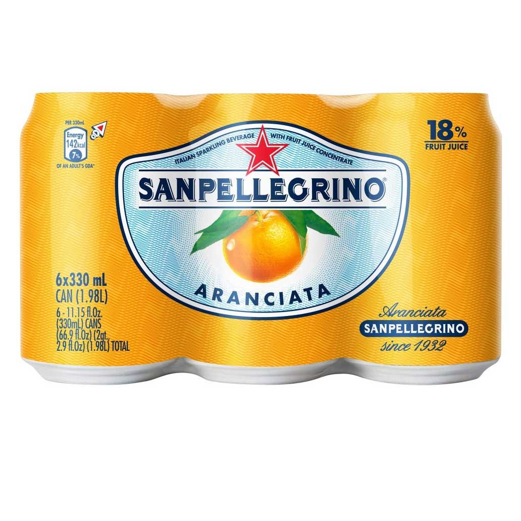 Sanpellegrino Aranciata 6x 33cl 330ml Cans 18% Fruit Juice