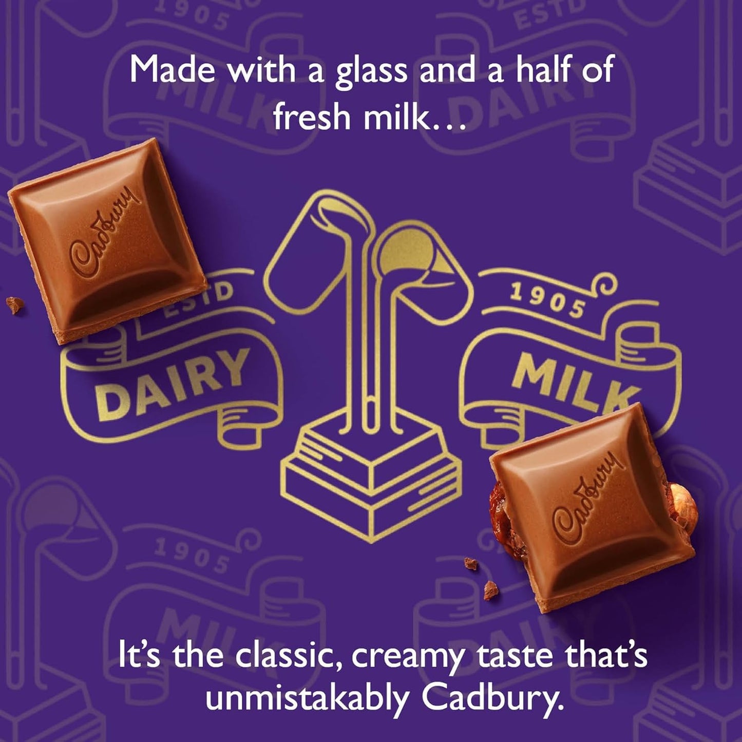 Cadbury Dairy Milk Chocolate Bar, The Classic Creamy Taste, Perfect for Sharing, 280 g (Pack of 1)