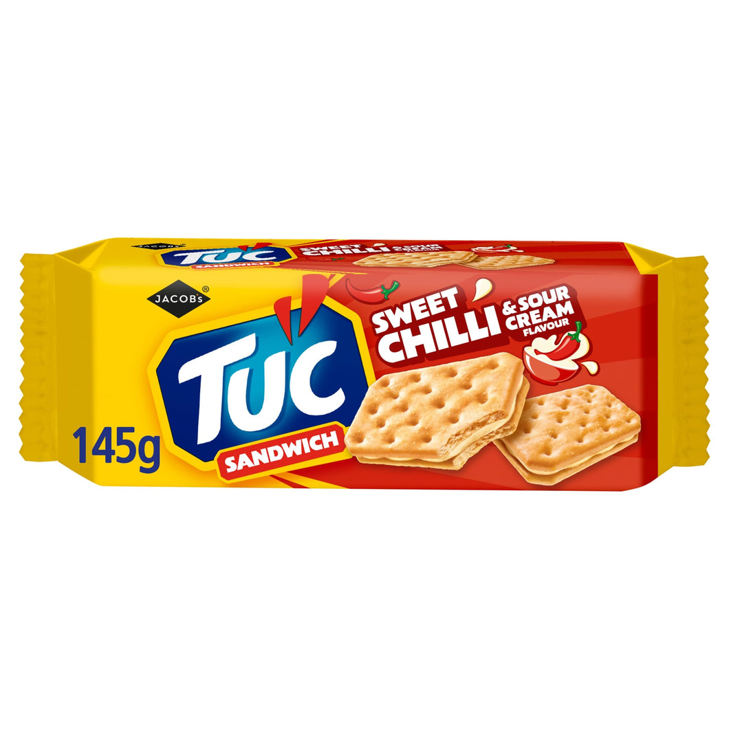 JACOB'S TUC Sandwich Sweet Chilli & Sour Cream Flavour Snack Crackers 145 g (Pack of 1)