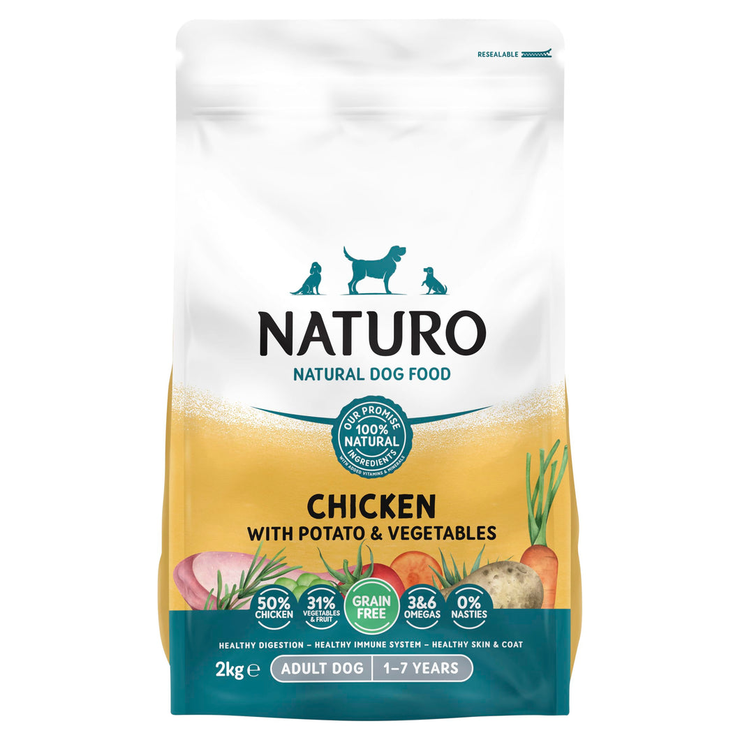 NATURO Chicken & Potato with Vegetables Adult Dry Dog Food, 2kg