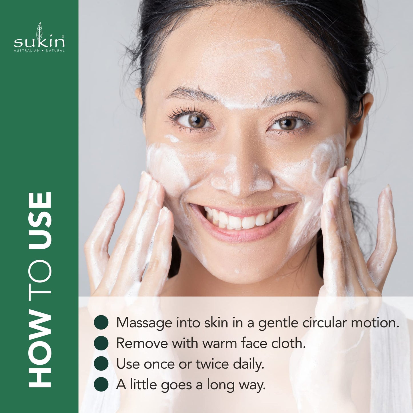 Sukin Signature Foaming Facial Cleanser 125ml - with Witch Hazel & Green Tea; cruelty free & vegan friendly - gently cleanses skin, removes make-up, dirt build-up and sebum.