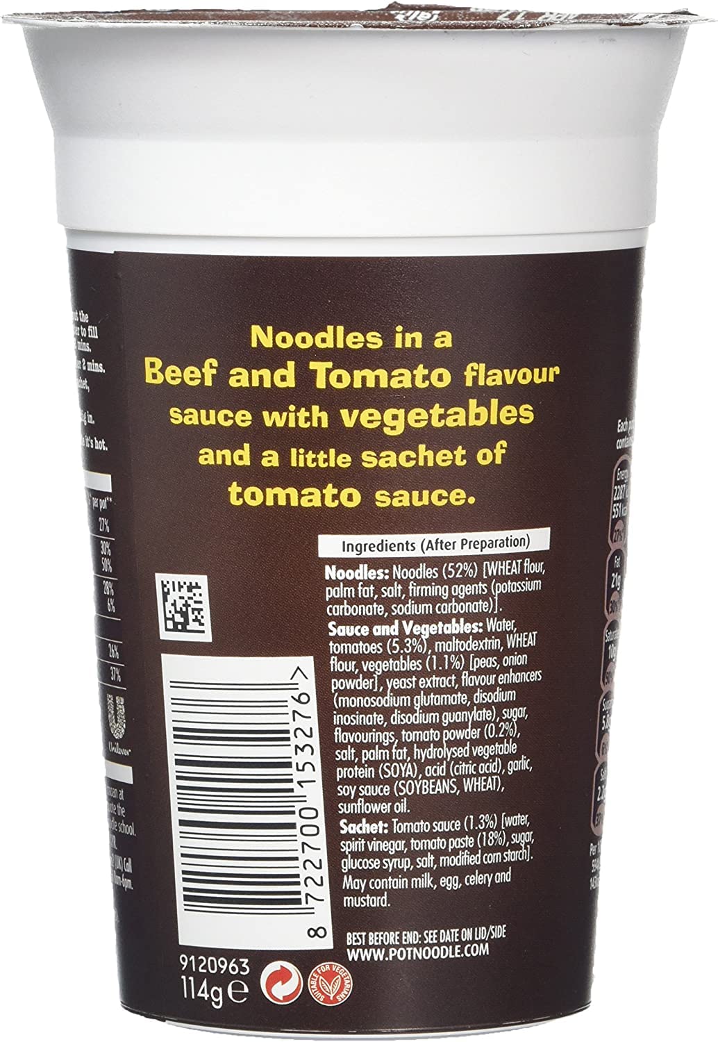 Pot Noodle King Pot Beef and Tomato Noodles, 114 g