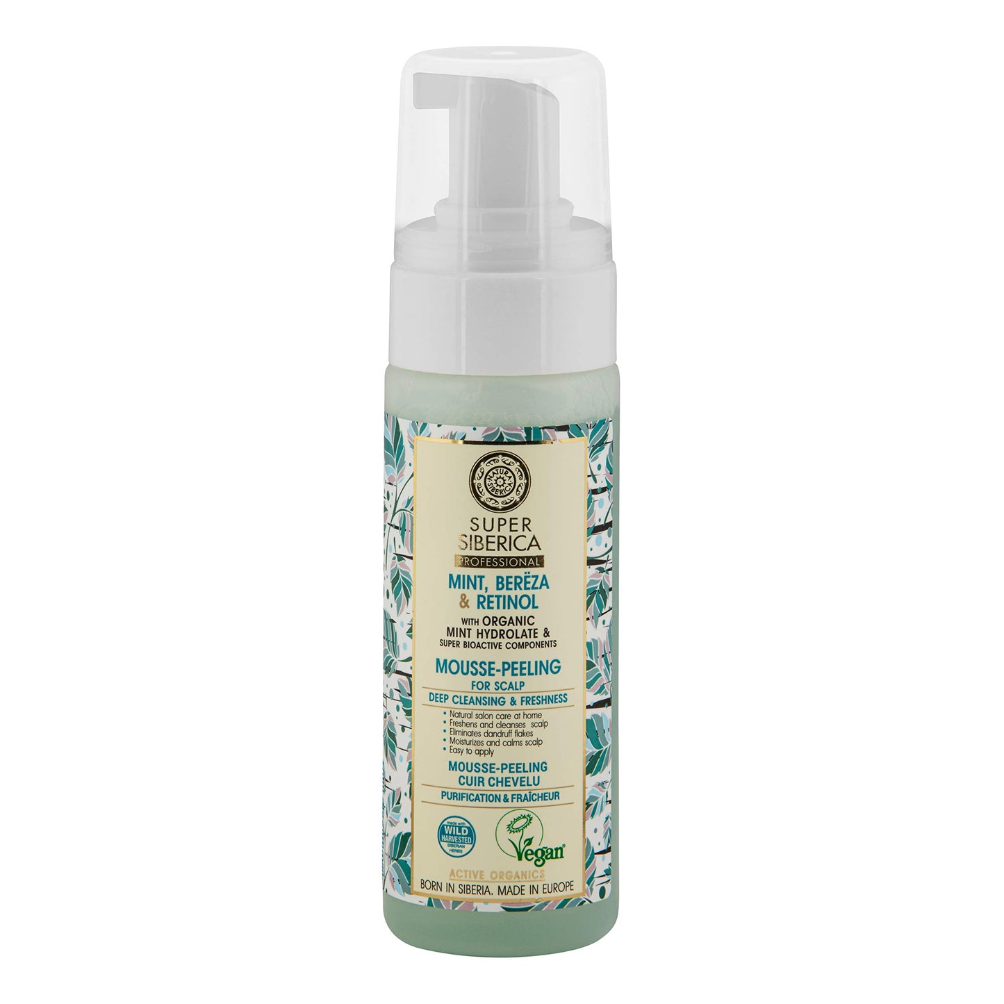 Natura Siberica Super Mint, bereza & retinol. Mousse-peeling for scalp, 170 ml