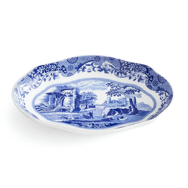 Spode Blue Italian Oval Fluted Dish 8.5"