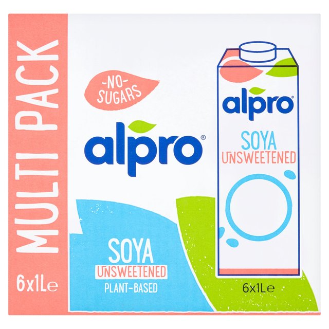 Alpro Longlife Unsweetened Soya Milk Alternative 6 x 1L