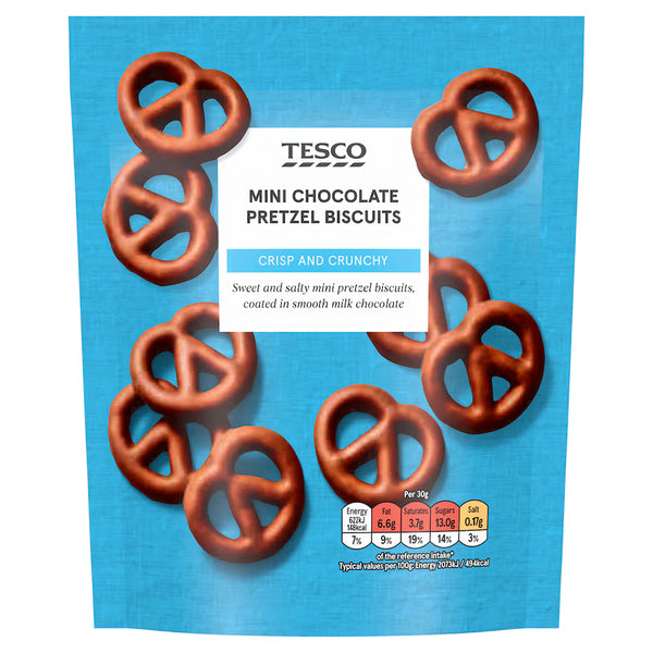 Tesco Mini Sweet & Salty Chocolate Pretzels Biscuit, 90g