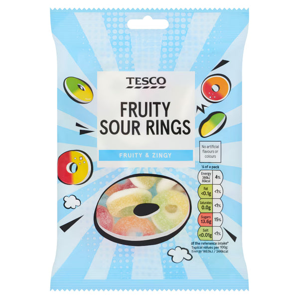 Tesco Fruity Sour Rings, 100g