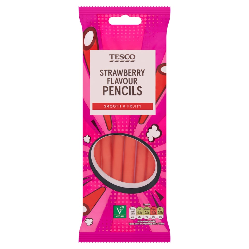 Tesco Strawberry Pencils, 75g