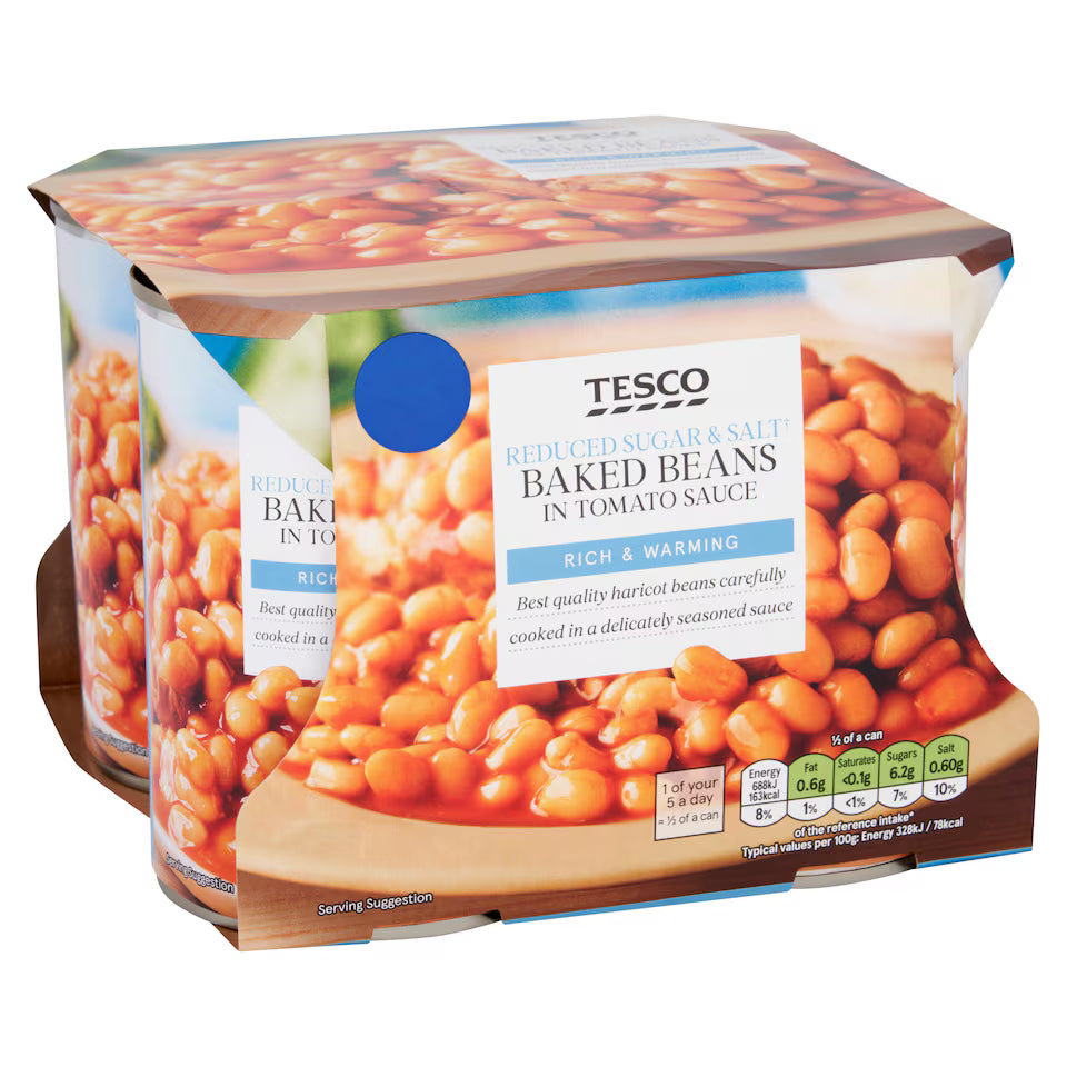 Tesco Reduced Sugar & Salt Baked Beans in Tomato Sauce, 4x420g