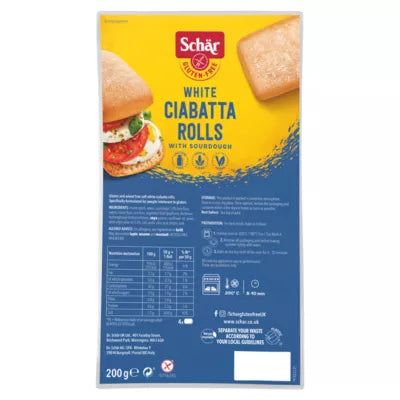 Schar Gluten-Free White Ciabatta Rolls, 200g