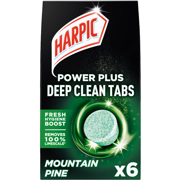 Harpic Power Plus Deep Cleaning Toilet Tablets, Original Scent, Pack 1 x 6 Tablets, Deep Clean Without Scrubbing, Removes 100% Limescale, Toilet Cleaner