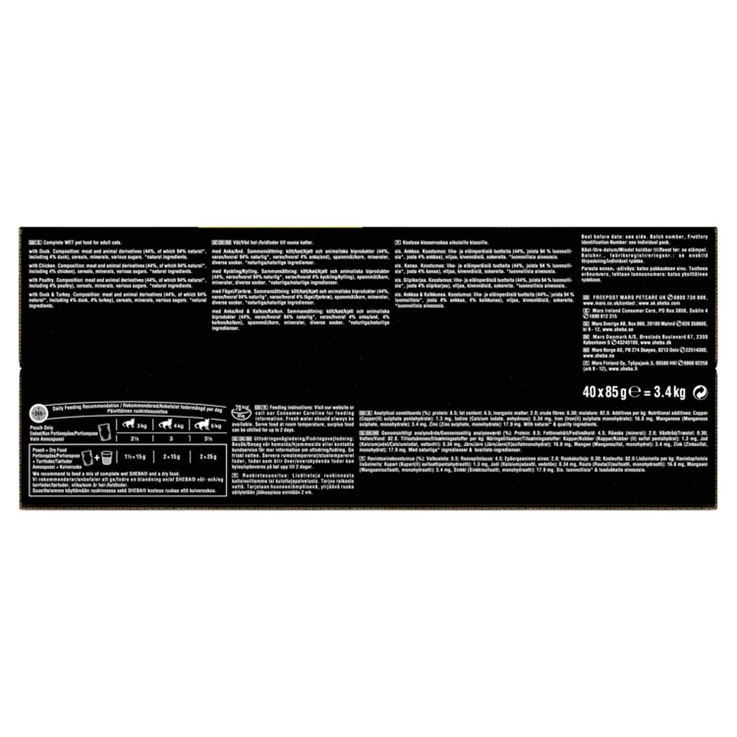 Sheba Select Slices, Wet Cat Food Pouches, Poultry Collection in Gravy, 40 x 85 g
