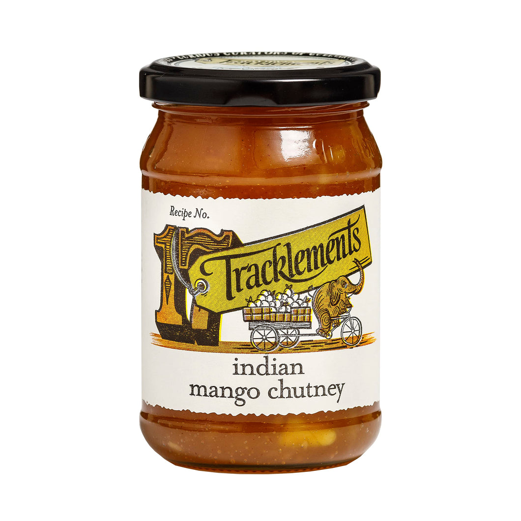 Tracklements Indian Mango Chutney | The Ideal Condiment for Curries and Coronation Chicken or Partnered with Poppadoms or Indian Bread | Gluten Free | Vegetarian Friendly and Vegan Friendly | 335g Jar