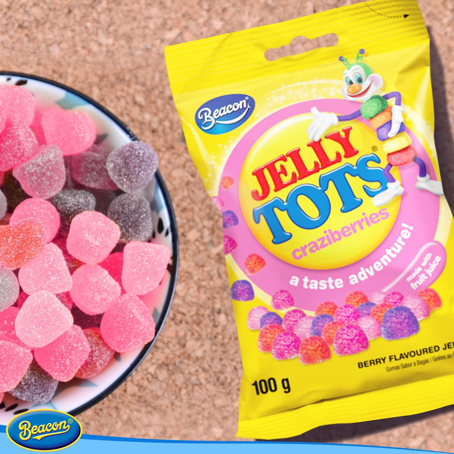 Beacon Jelly Tots Craziberries - Tasty Sweets for Adults & Kids -- Sweet Gift for All Occasions - 5 x 100 grams